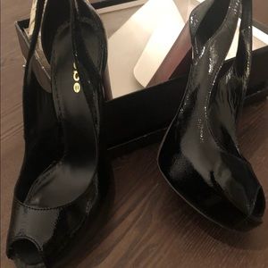 Black patent leather fancy shoe
